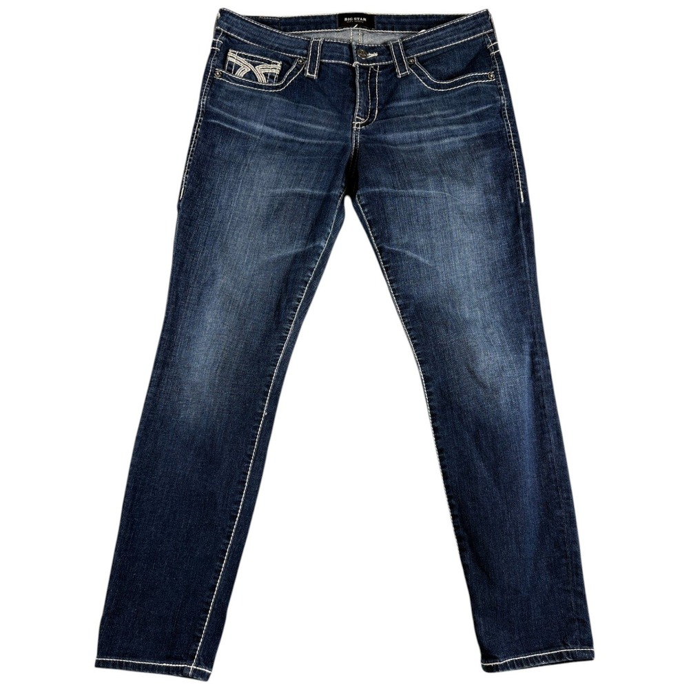 Big Star Alex Skinny Jeans Womens 30 Dark Blue Washed Faded Stretch Midrise